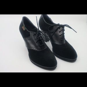 Bass Womens Leather Suede Saddle Shoe Heels